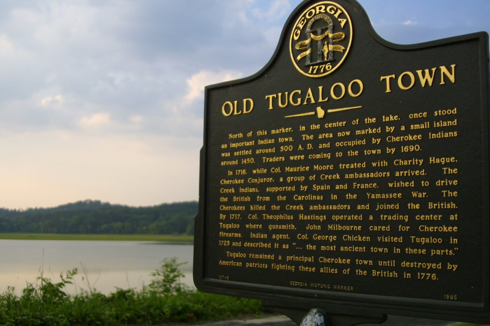 Old Tugaloo Town Georgia historical marker near Cherokee trail